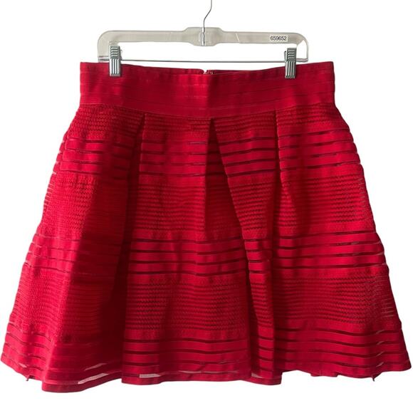 Torrid Pleated Striped Mesh Elastic A Line Skirt Red Size 0 Plus Size - Picture 1 of 8